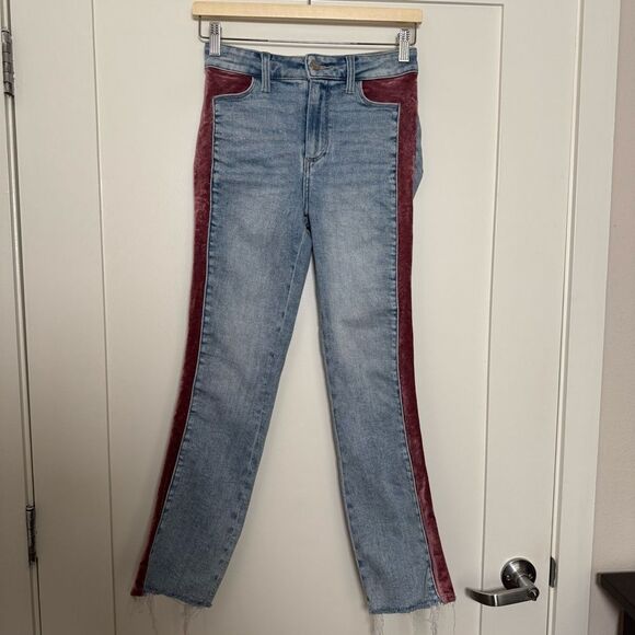 PAIGE Denim - Paige Cindy Skinny Jeans Womens Sz 25 Indigo Pink Velvet Raw Hem Denim 90s Y2K